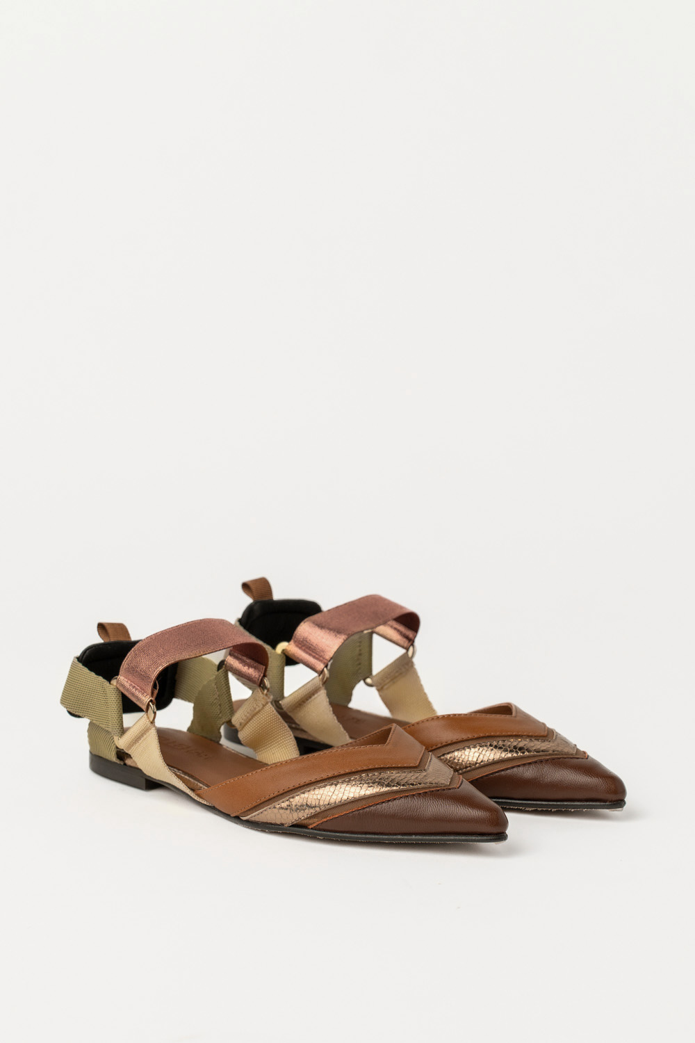 Slingback Plano Elba Marrón Dorado - Imagen 2