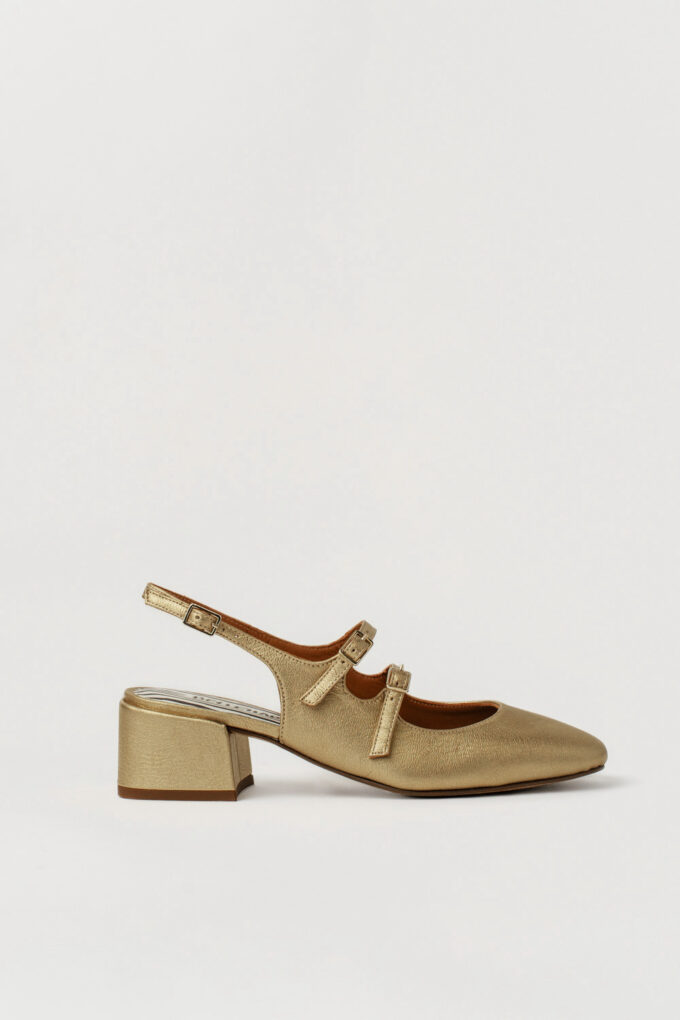 Slingback de Tacón Medio Victorie Oro Antiguo