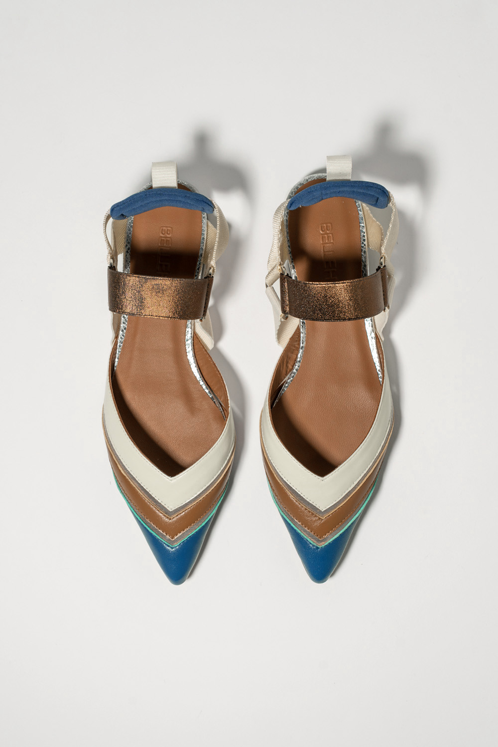 Slingback Plano Elba Azul Marron - Imagen 5