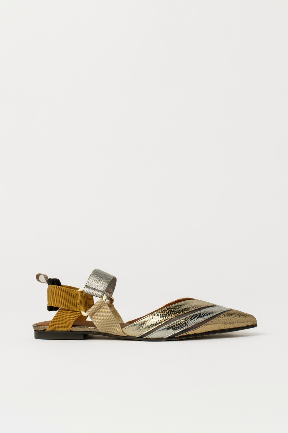 Slingback Plano Elba Dorado Plata