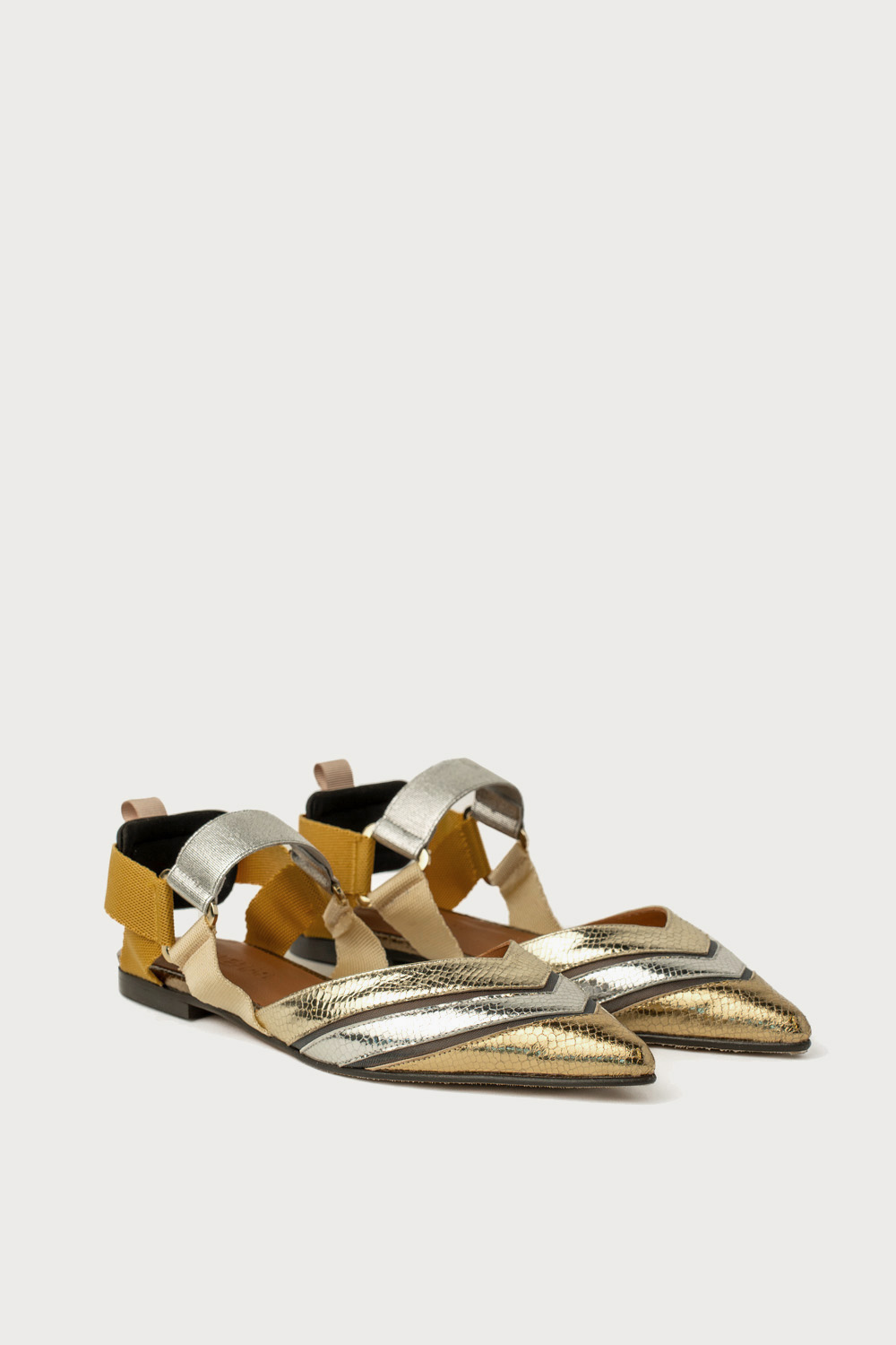 Slingback Plano Elba Dorado Plata - Imagen 2