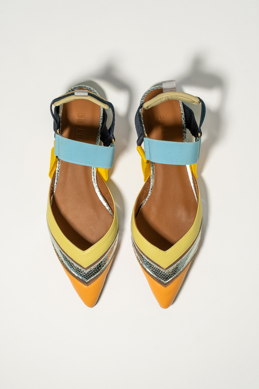 Slingback Plano Elba Azul Mostaza Plata - Imagen 5