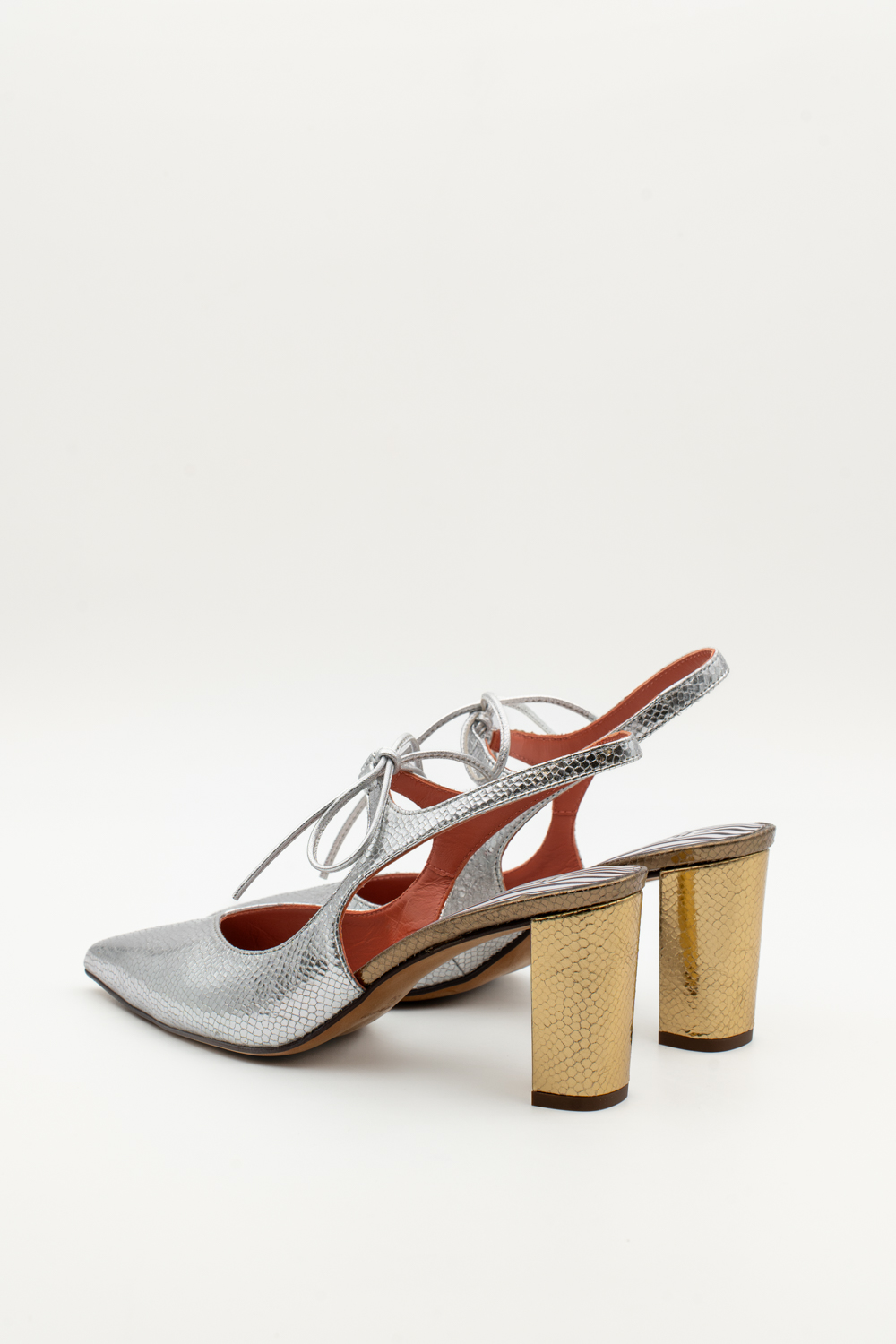 Salón Slingback Adara Plata Brillo elaphe Oro - Imagen 3
