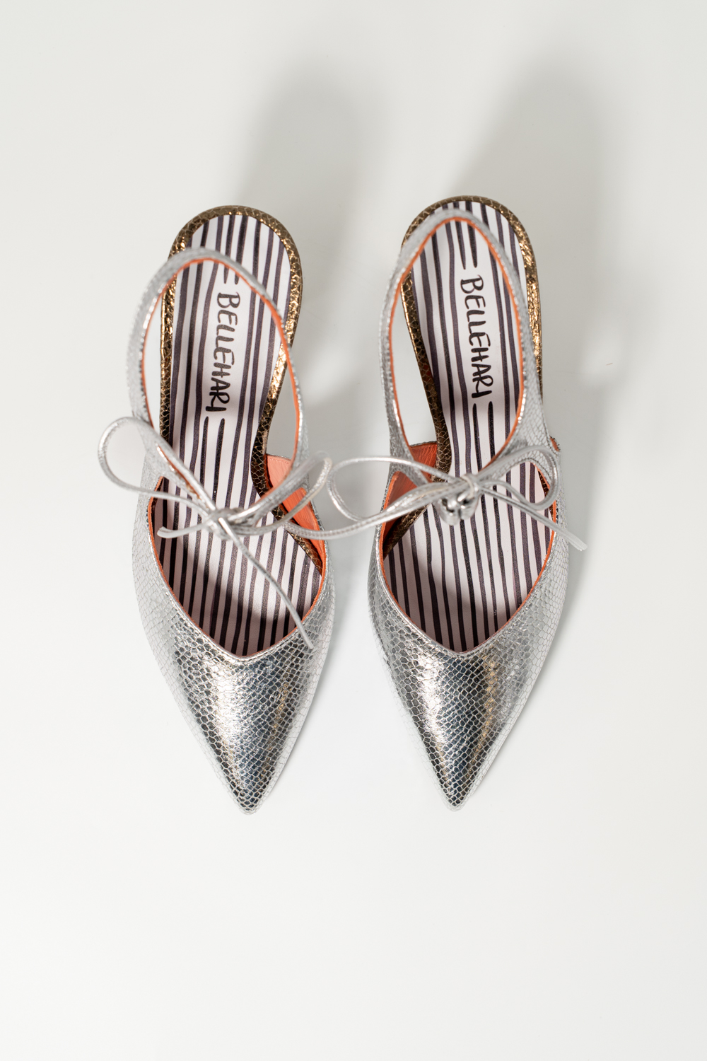 Salón Slingback Adara Plata Brillo elaphe Oro - Imagen 4