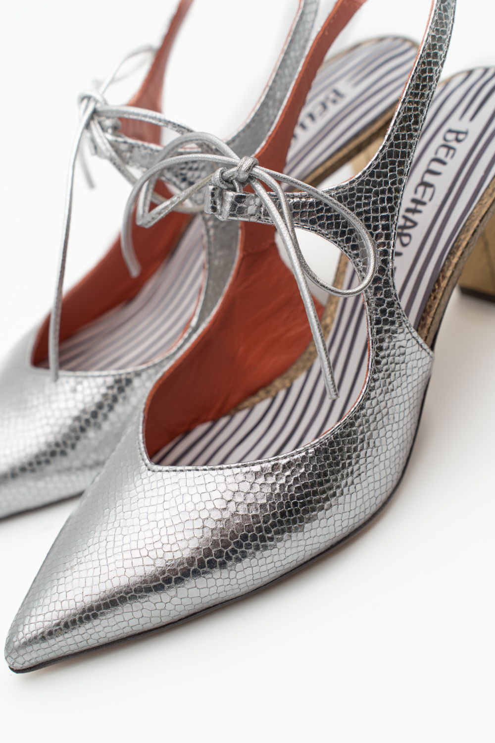 Salón Slingback Adara Plata Brillo elaphe Oro - Imagen 5