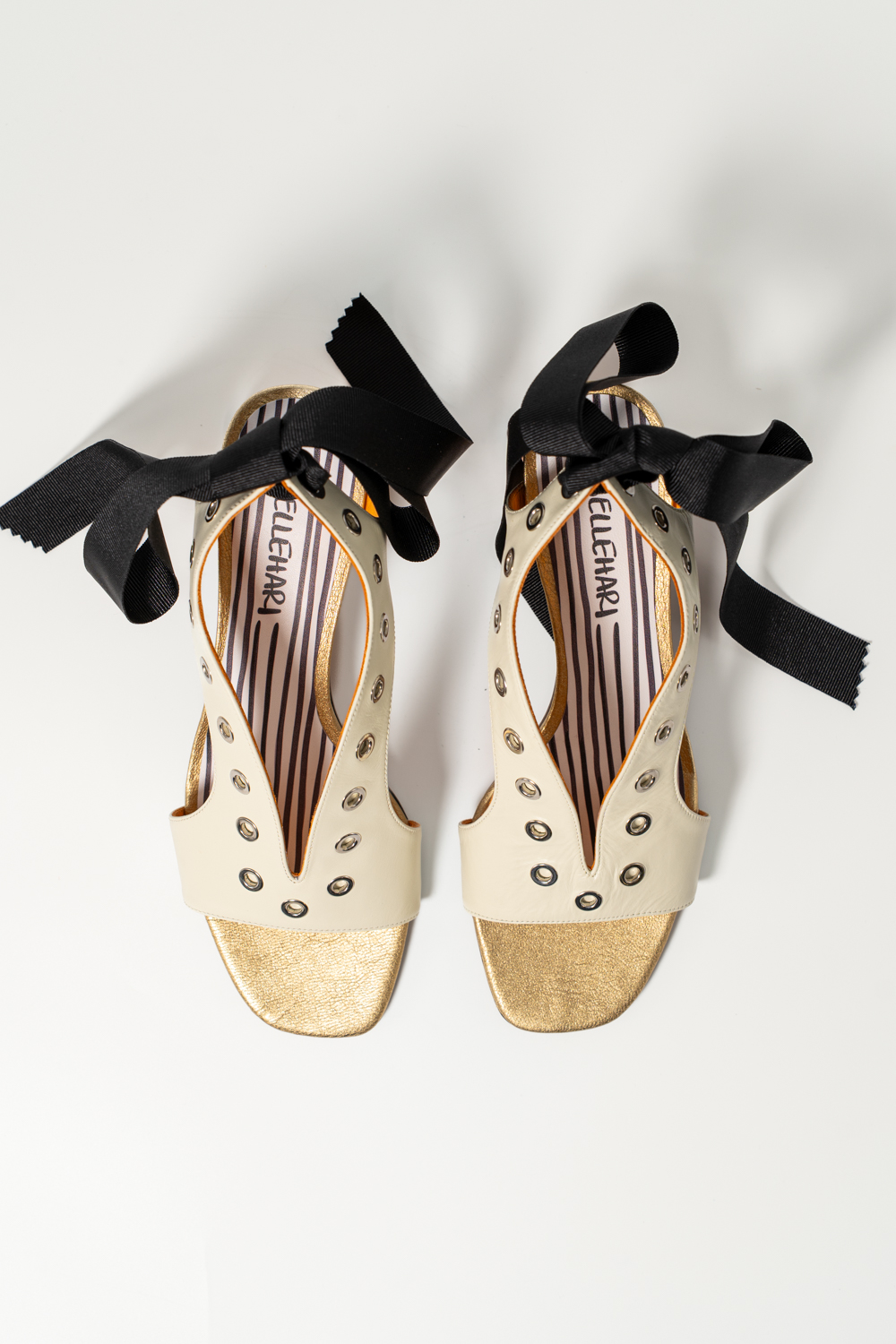Sandalia de tacón linus ollaos beige naranja - Imagen 4