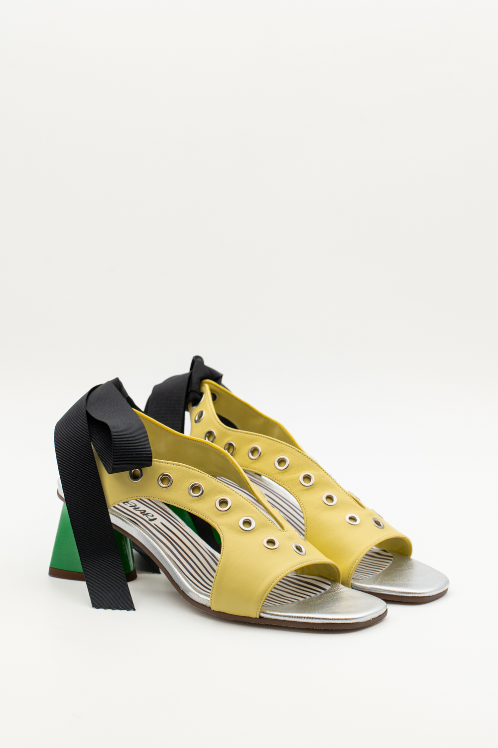 Sandalia de tacón linus ollaos amarillo verde - Imagen 2