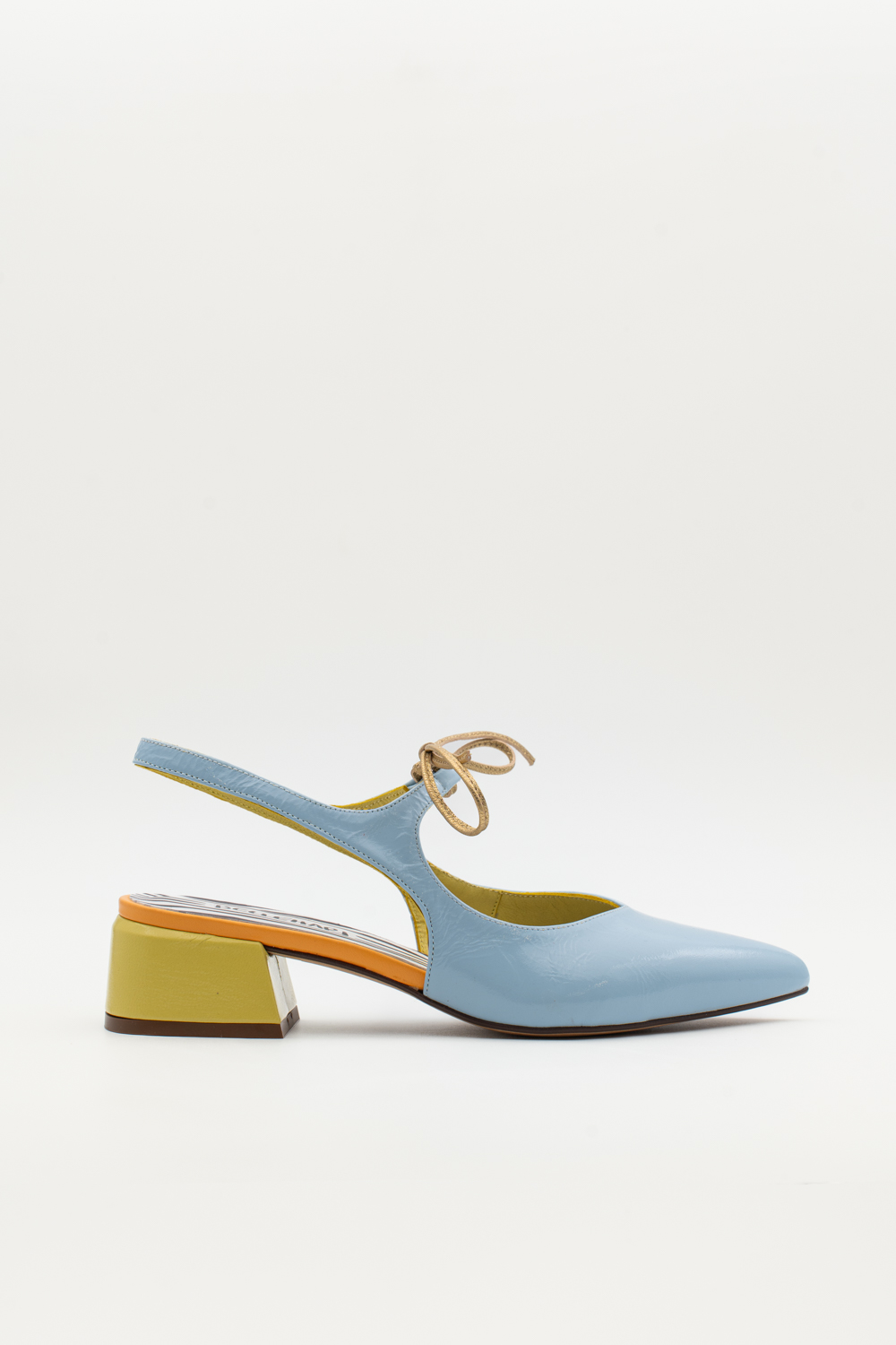 Slingback de tacón medio Nea azul claro amarillo