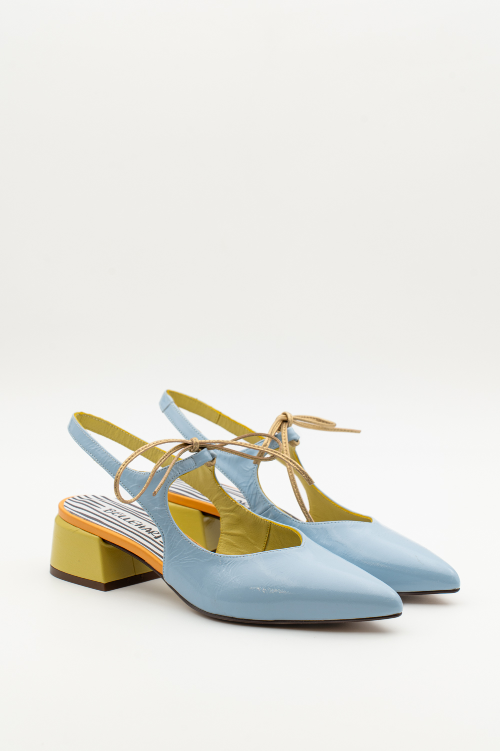 Slingback de tacón medio Nea azul claro amarillo - Imagen 2