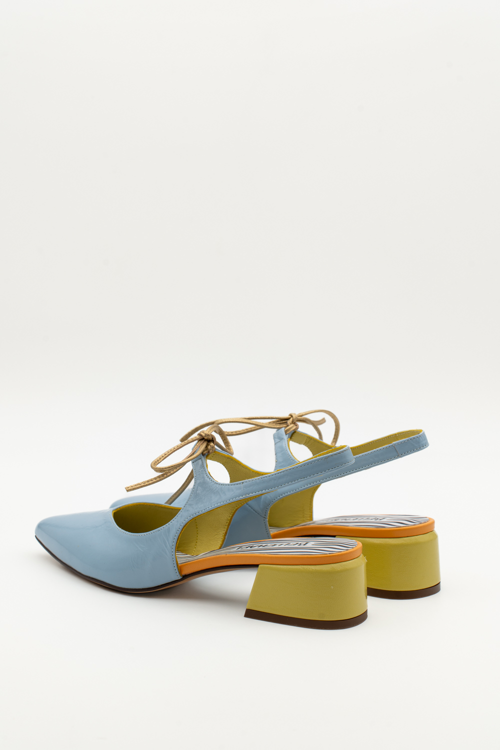 Slingback de tacón medio Nea azul claro amarillo - Imagen 3