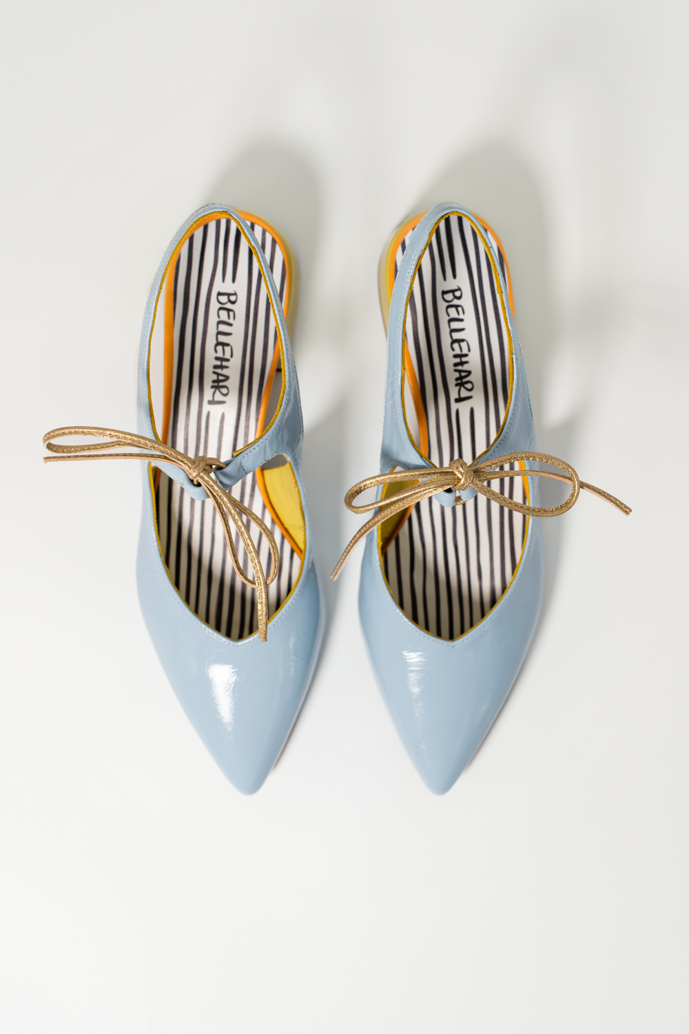 Slingback de tacón medio Nea azul claro amarillo - Imagen 4