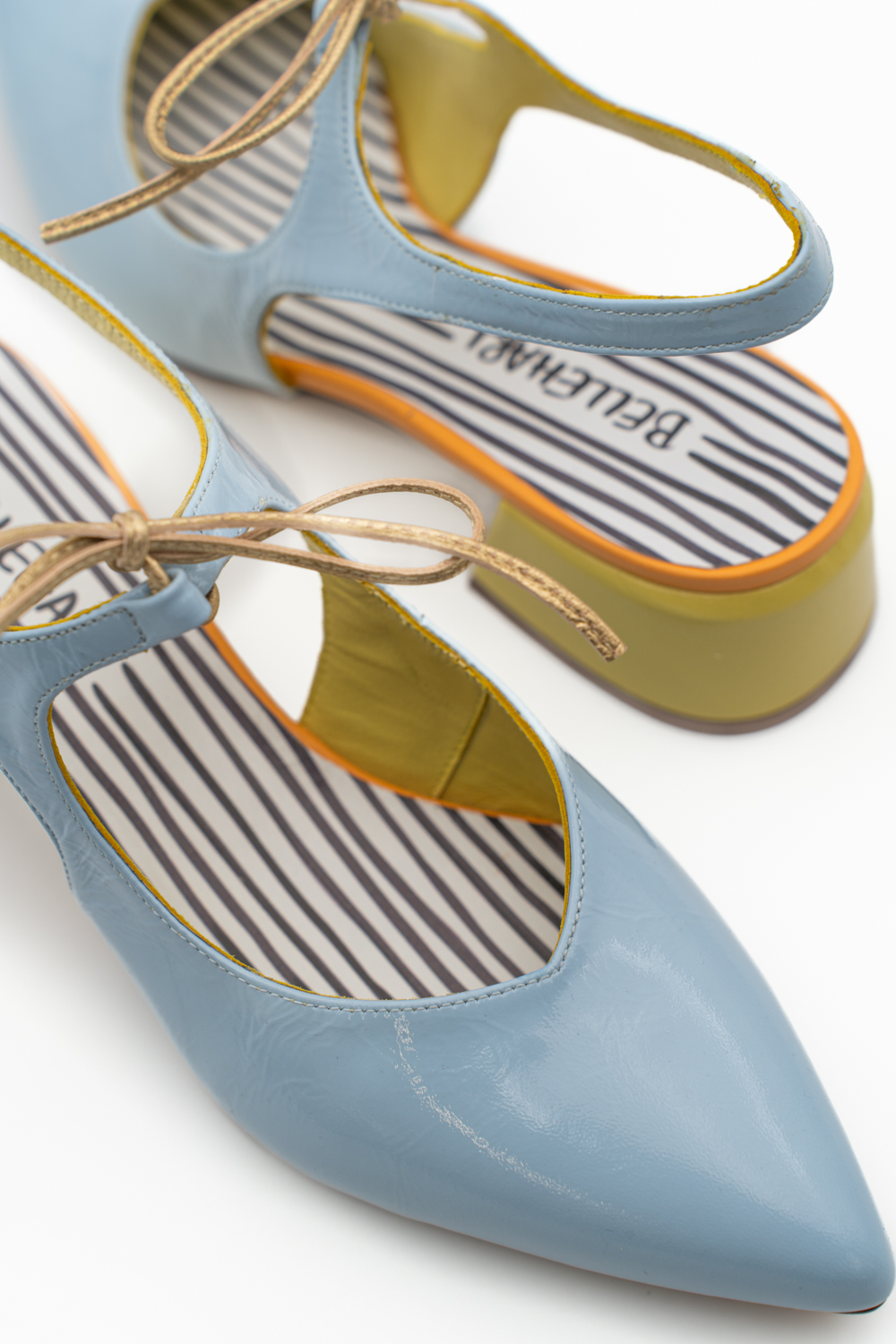 Slingback de tacón medio Nea azul claro amarillo - Imagen 5