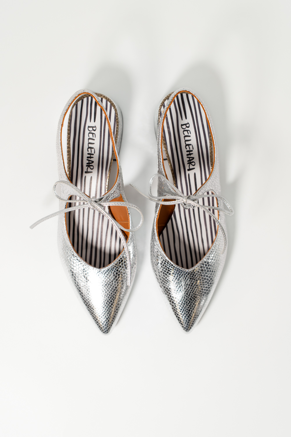 Slingback de tacón medio Nea Plata Brillo elaphe - Imagen 5