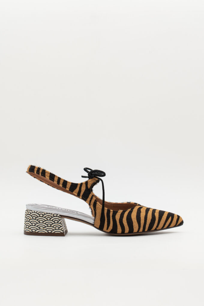 Slingback de tacón medio Nea equus naranja art deco