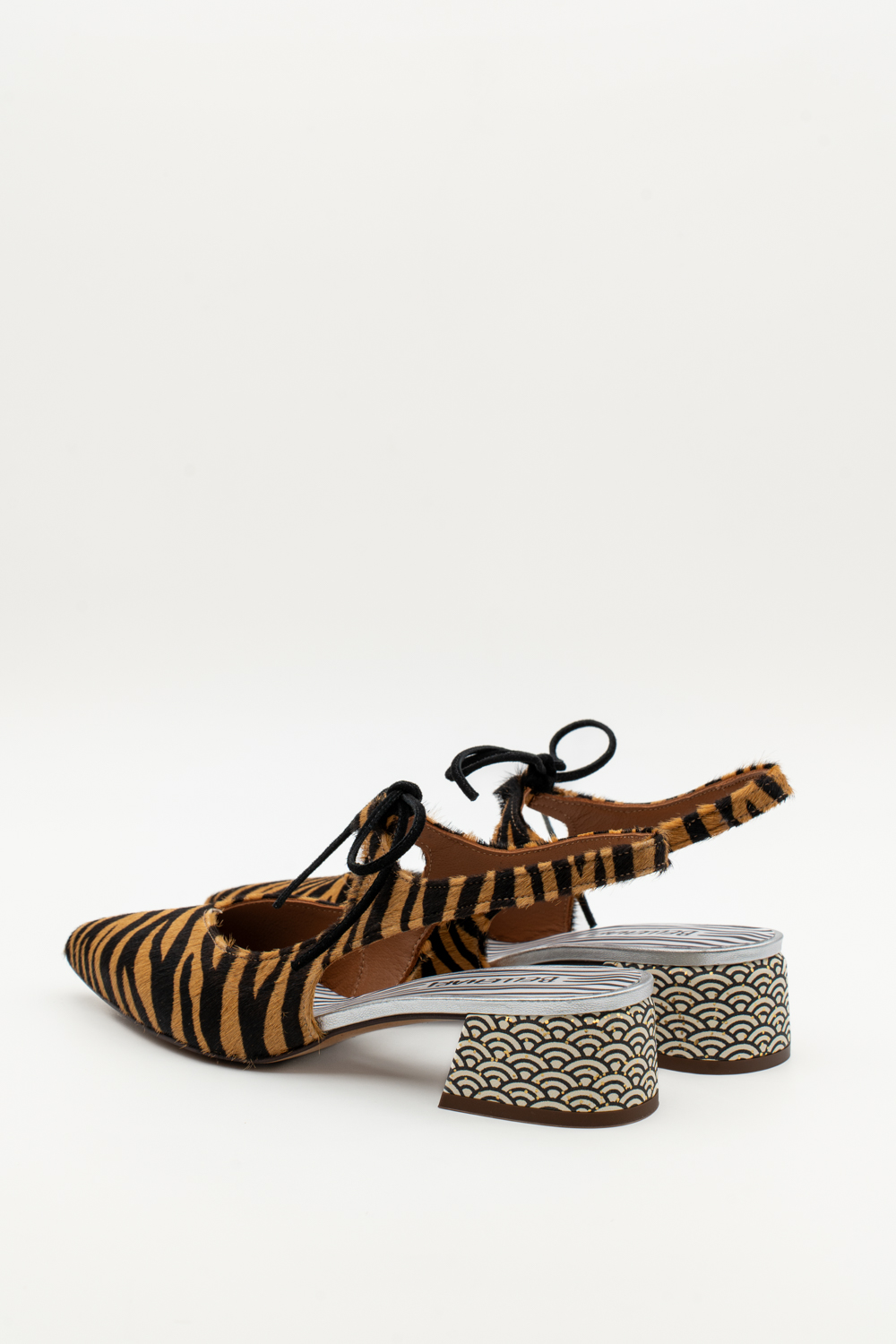 Slingback de tacón medio Nea equus naranja art deco - Imagen 3