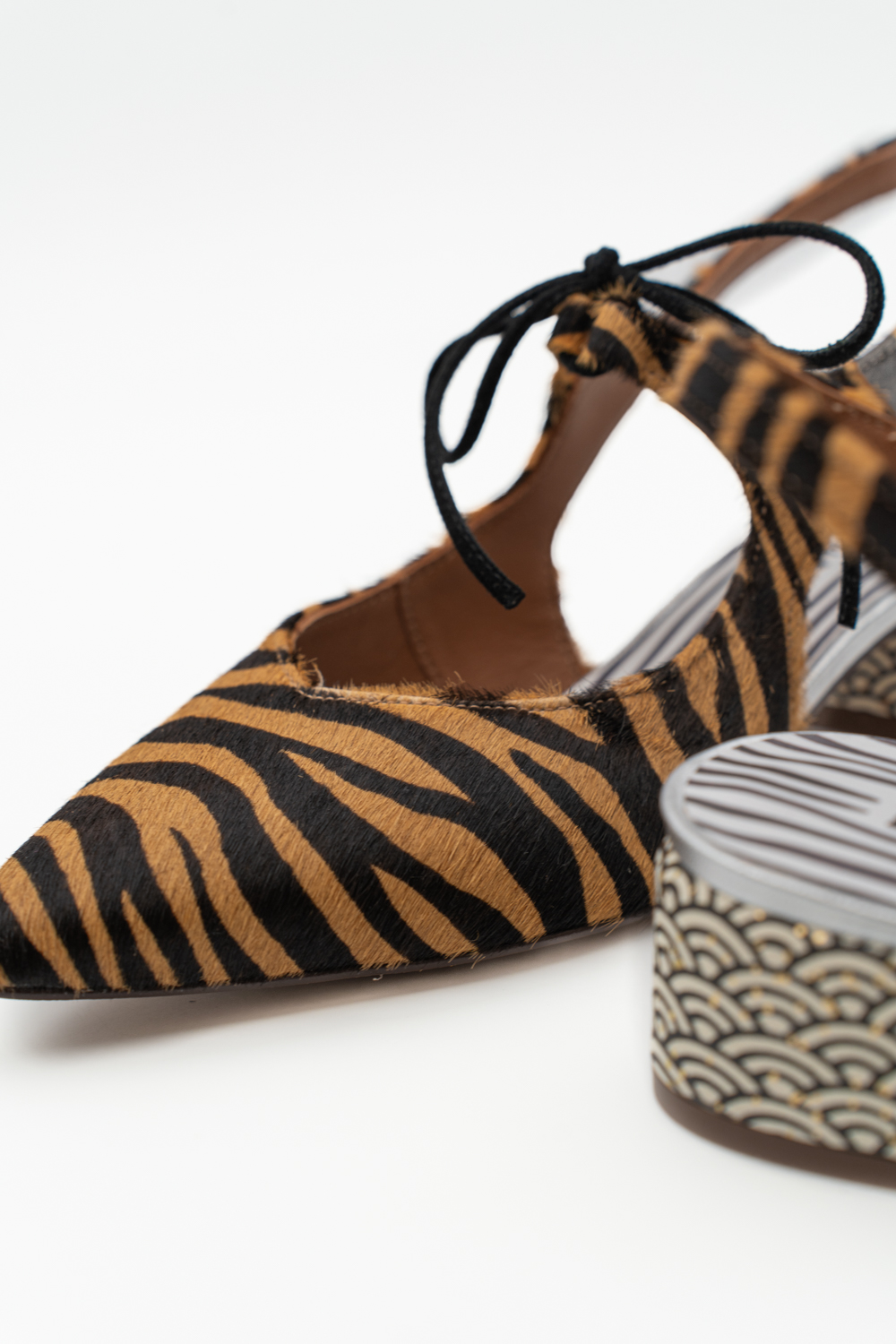 Slingback de tacón medio Nea equus naranja art deco - Imagen 5