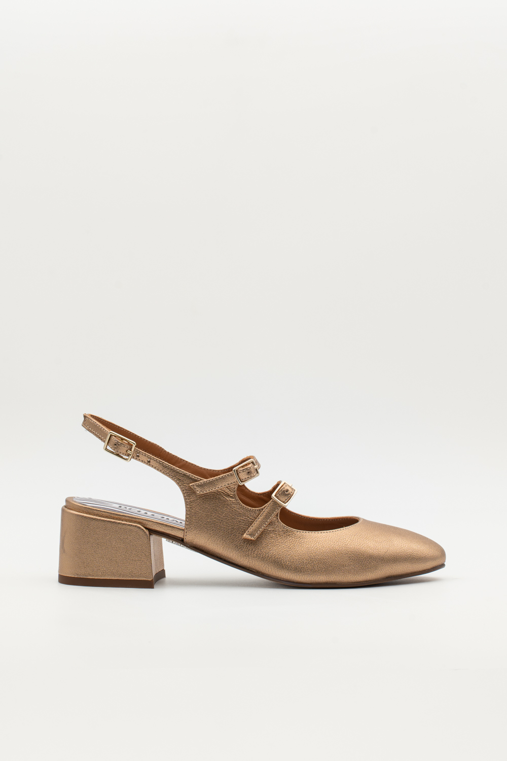 Slingback de tacón medio Victorie Oro antiguo brillo elaphe