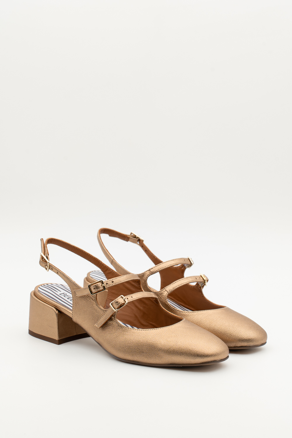 Slingback de tacón medio Victorie Oro antiguo brillo elaphe - Imagen 2