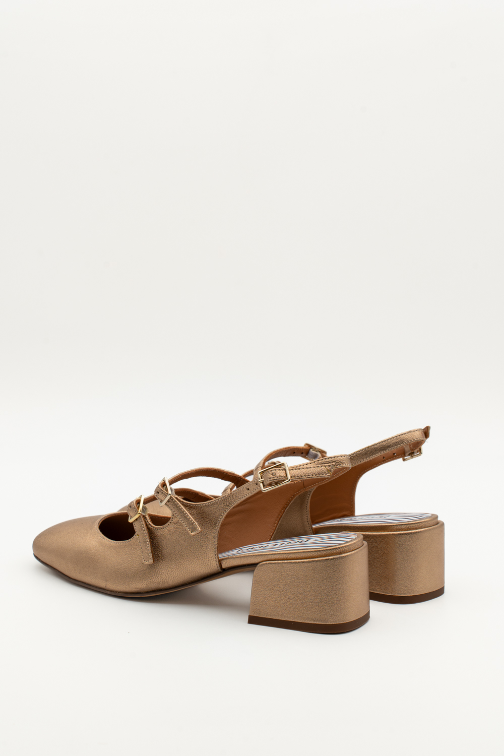 Slingback de tacón medio Victorie Oro antiguo brillo elaphe - Imagen 3