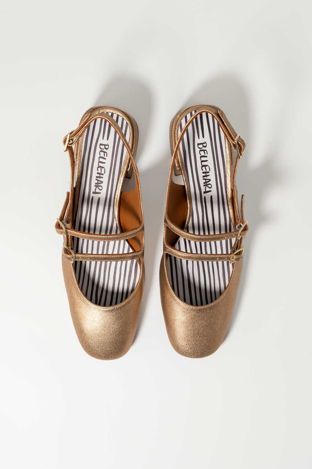 Slingback de tacón medio Victorie Oro antiguo brillo elaphe - Imagen 4