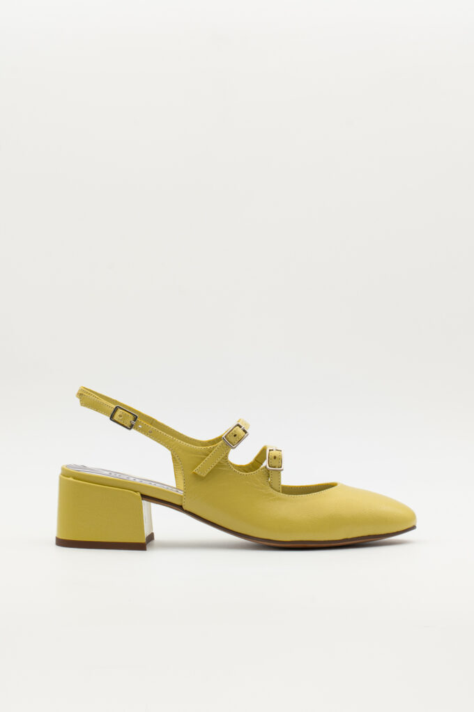 Slingback de tacón medio Victorie amarillo