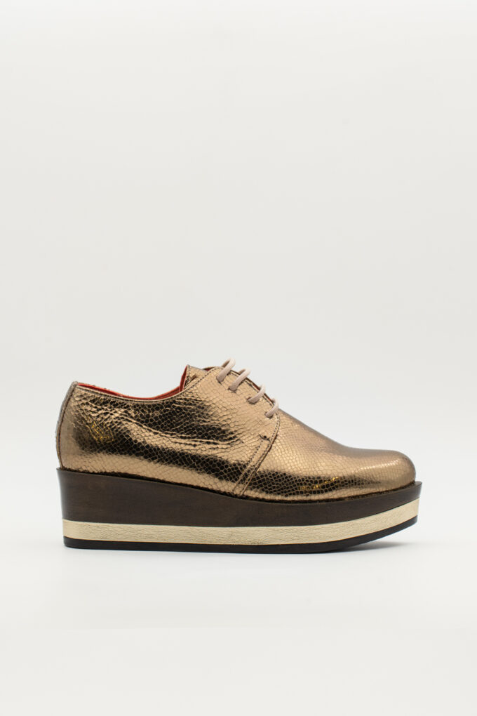 Blucher plataforma Jade oro antiguo brillo elaphe