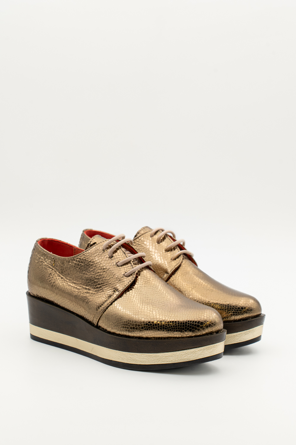 Blucher plataforma Jade oro antiguo brillo elaphe - Imagen 2