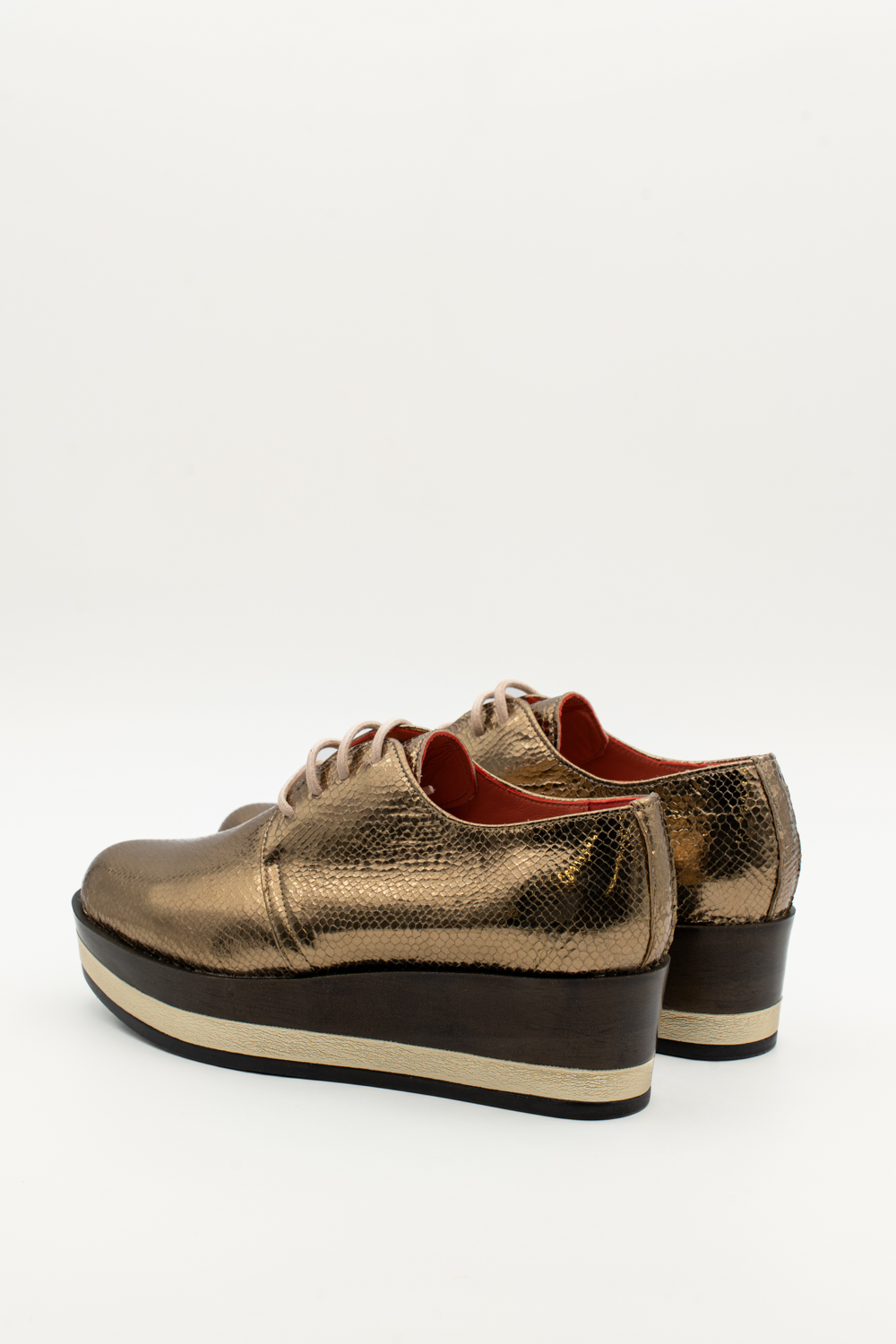 Blucher plataforma Jade oro antiguo brillo elaphe - Imagen 3