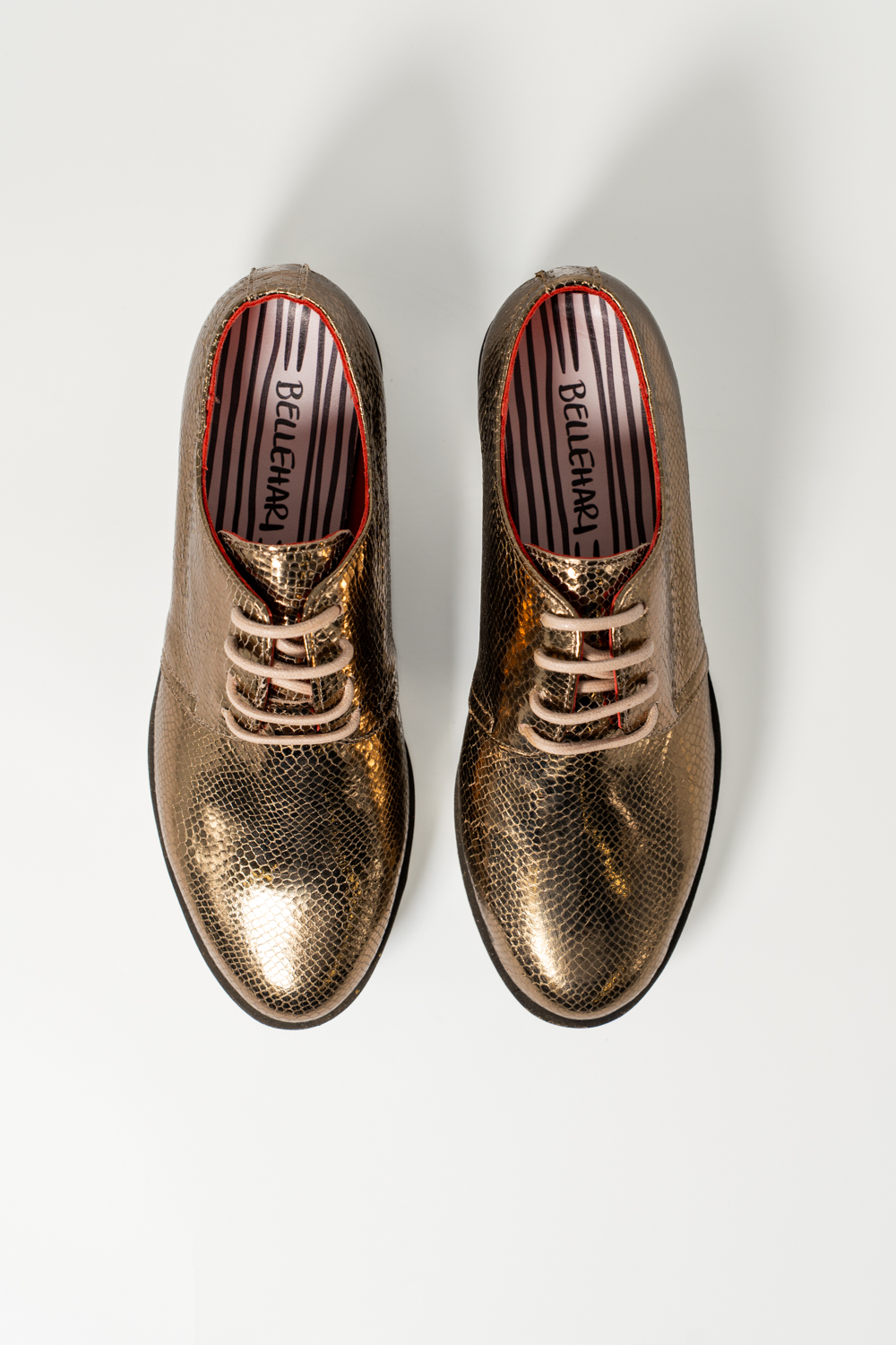 Blucher plataforma Jade oro antiguo brillo elaphe - Imagen 4