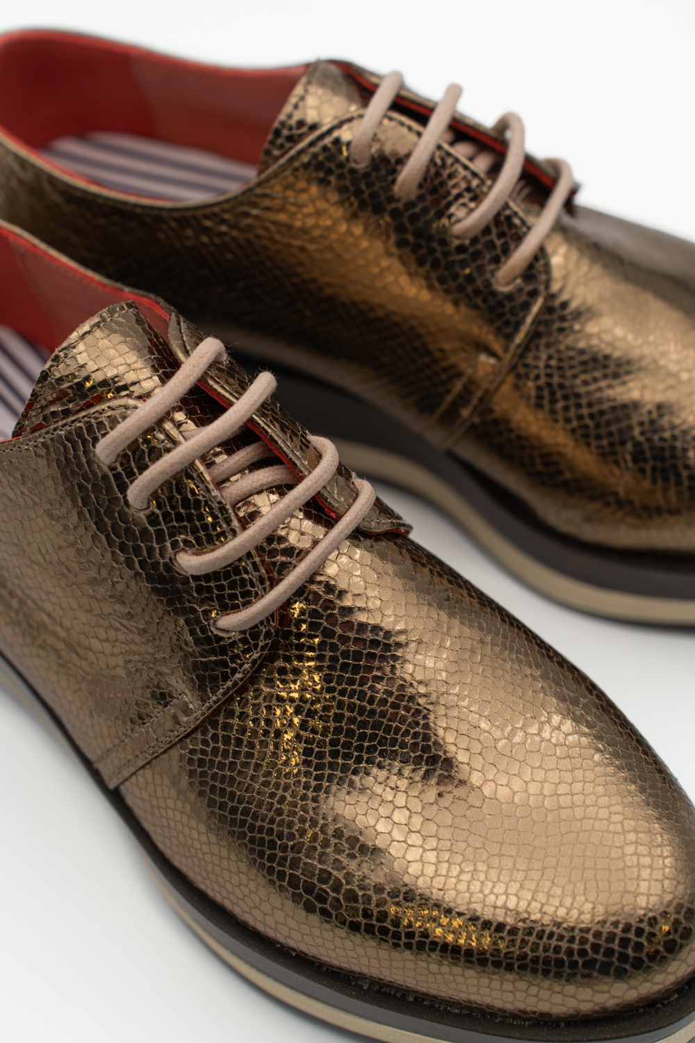 Blucher plataforma Jade oro antiguo brillo elaphe - Imagen 5