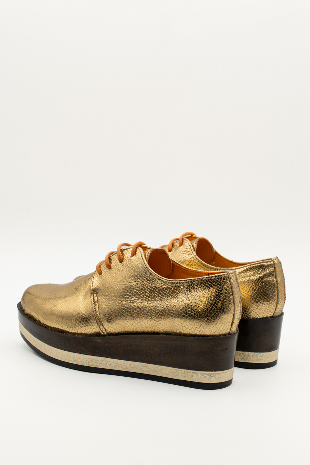 Blucher plataforma Jade oro oscuro brillo elaphe - Imagen 3