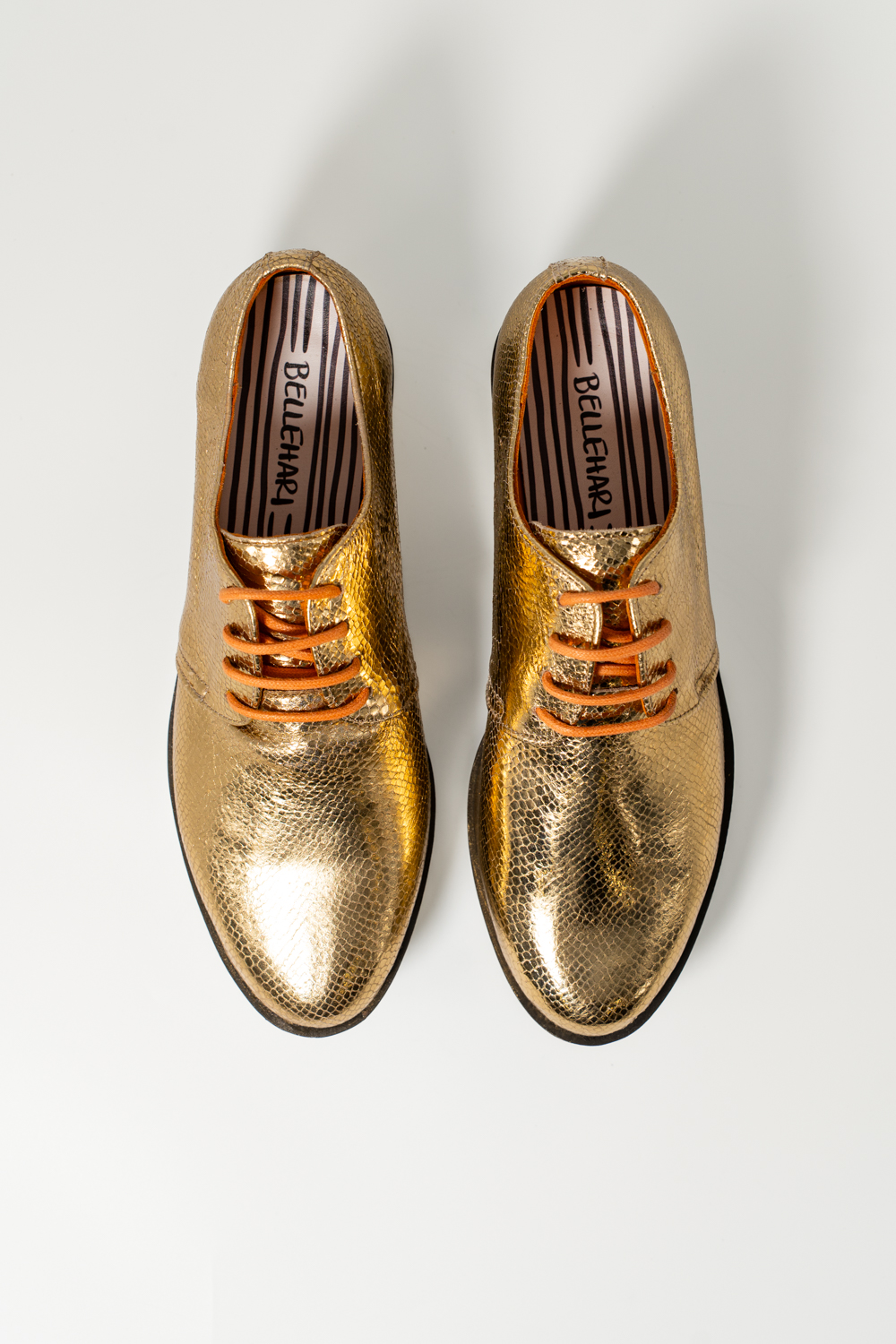 Blucher plataforma Jade oro oscuro brillo elaphe - Imagen 4