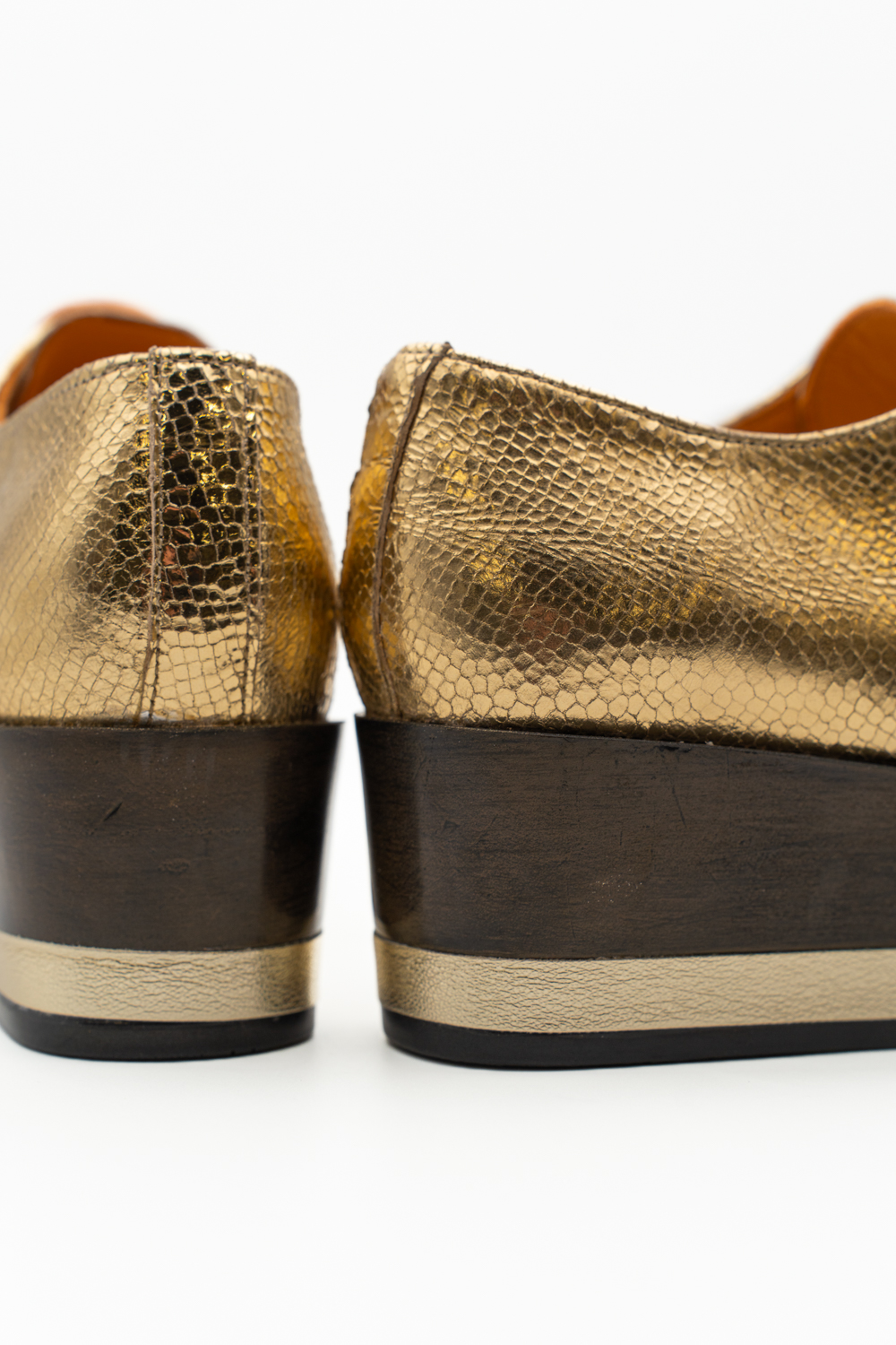 Blucher plataforma Jade oro oscuro brillo elaphe - Imagen 5