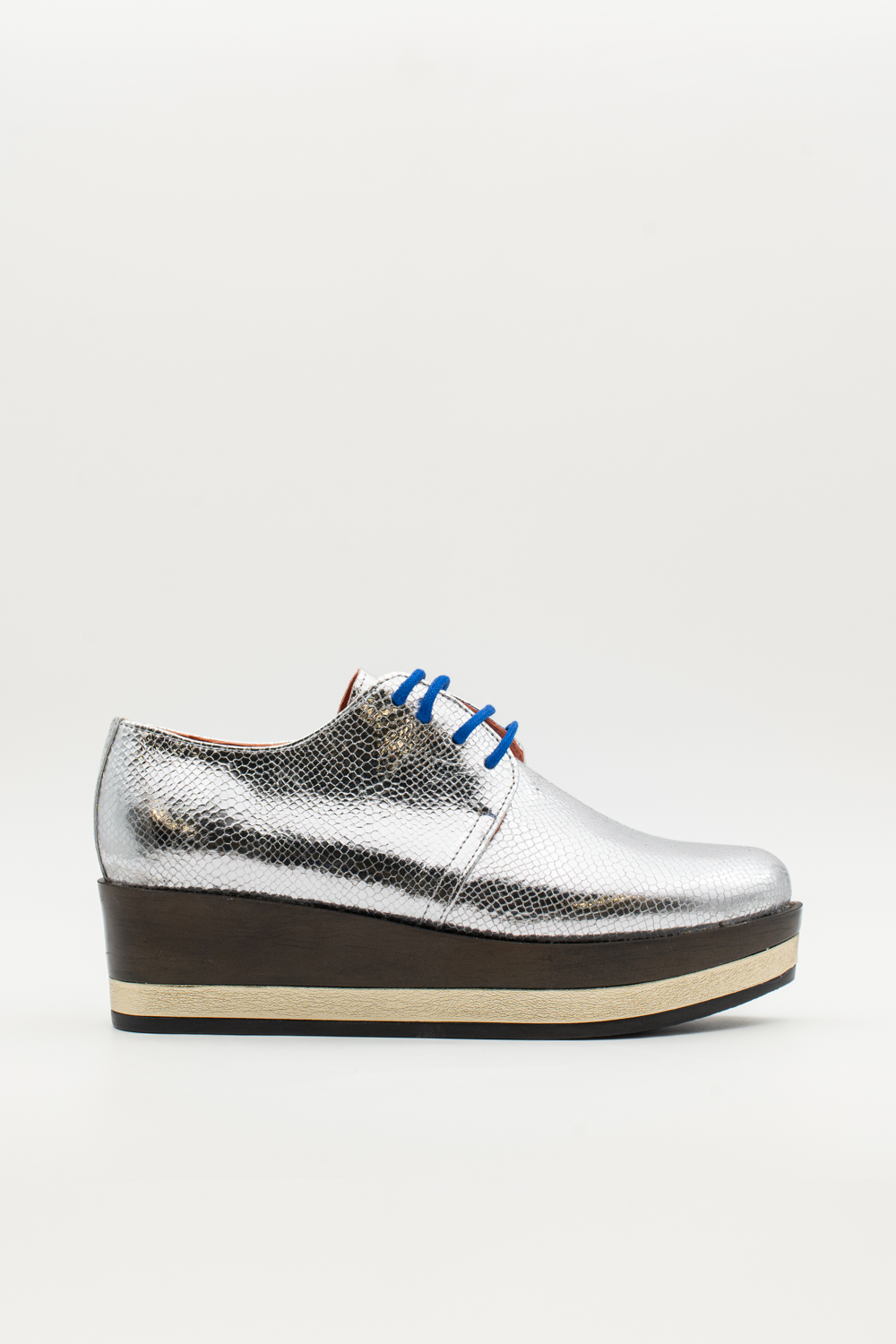 Blucher plataforma Jade Plata Brillo elaphe