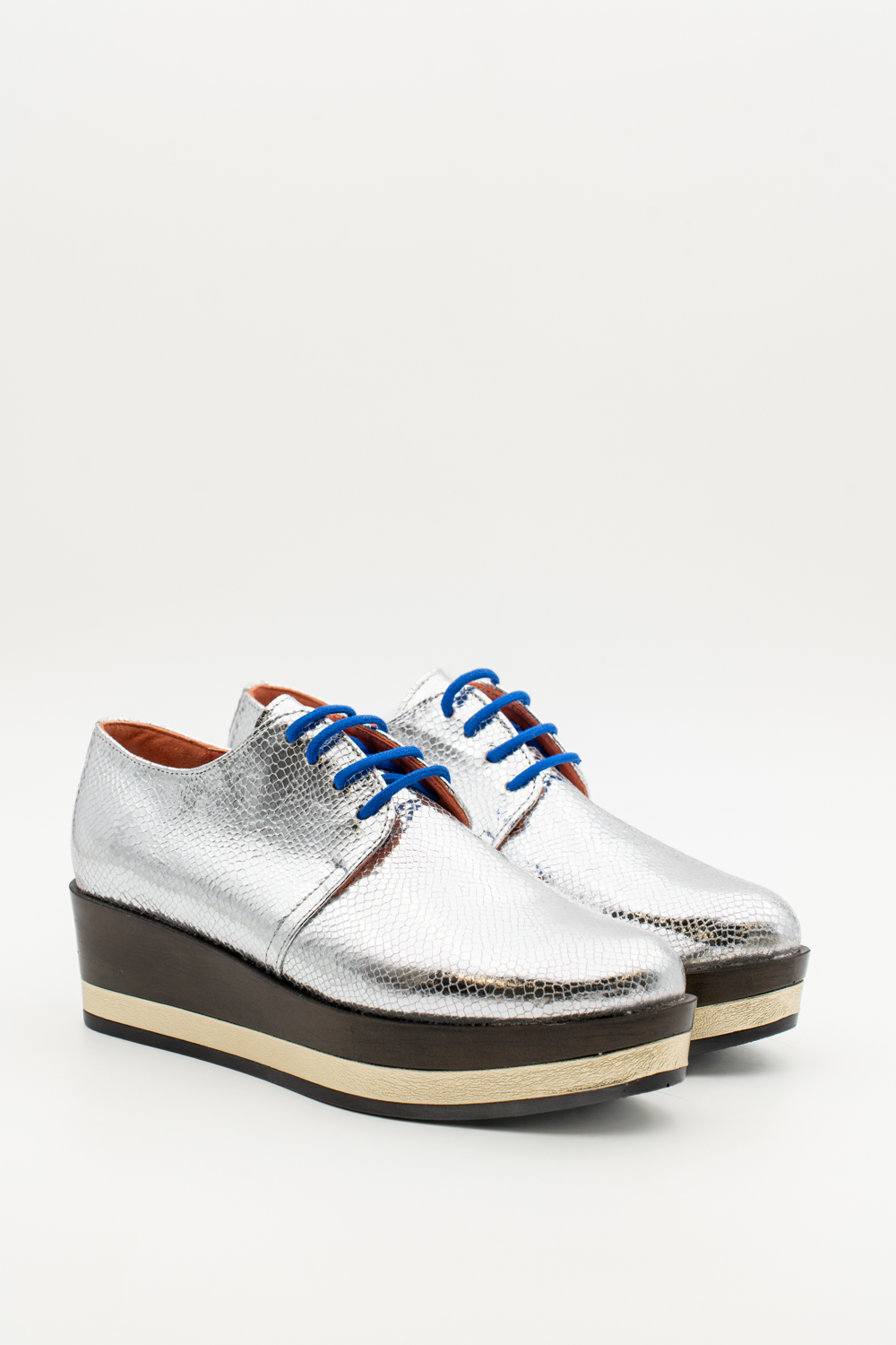 Blucher plataforma Jade Plata Brillo elaphe - Imagen 2