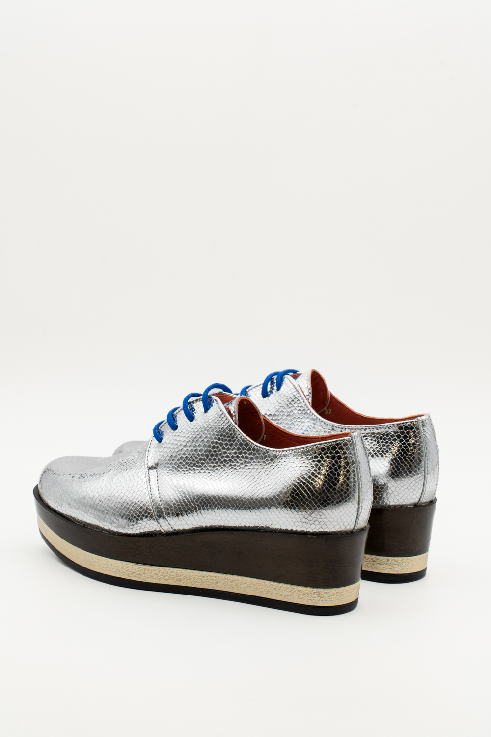 Blucher plataforma Jade Plata Brillo elaphe - Imagen 3
