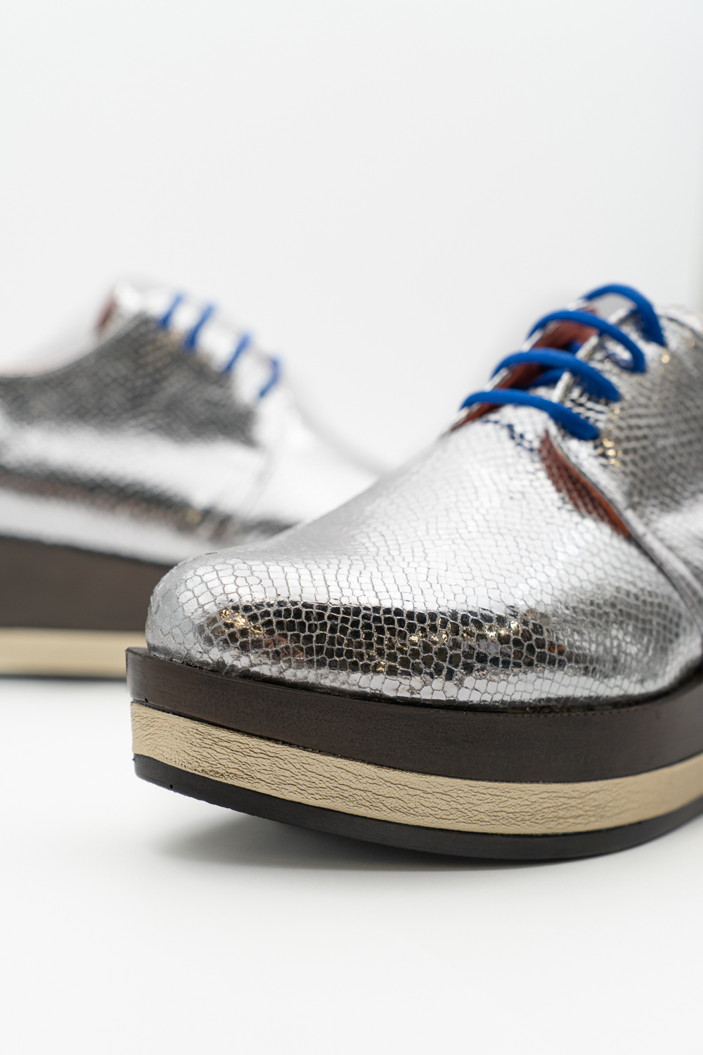 Blucher plataforma Jade Plata Brillo elaphe - Imagen 5