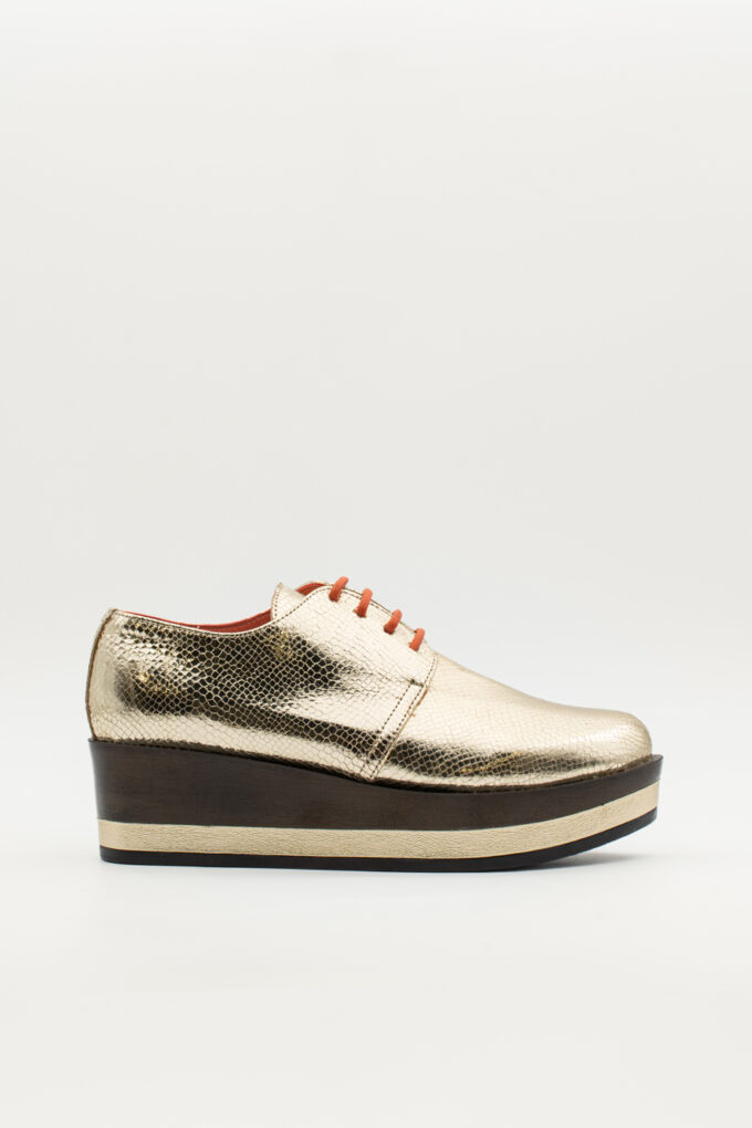 Blucher plataforma Jade Dorado Brillo elaphe