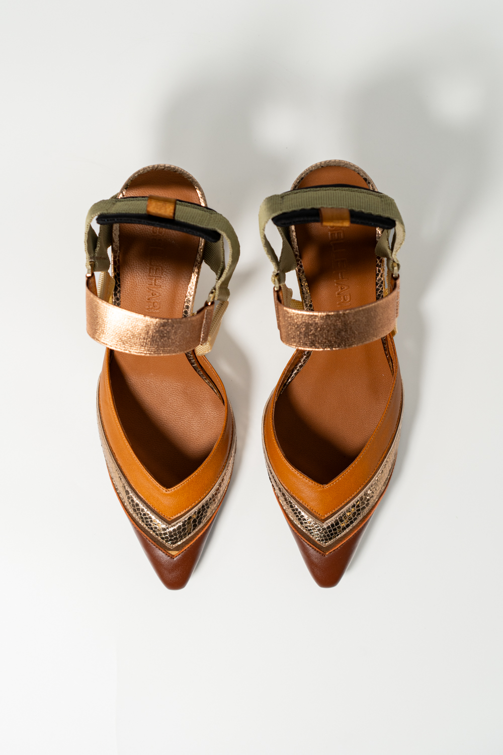 Slingback de tacón medio Elba marrón dorado - Imagen 4