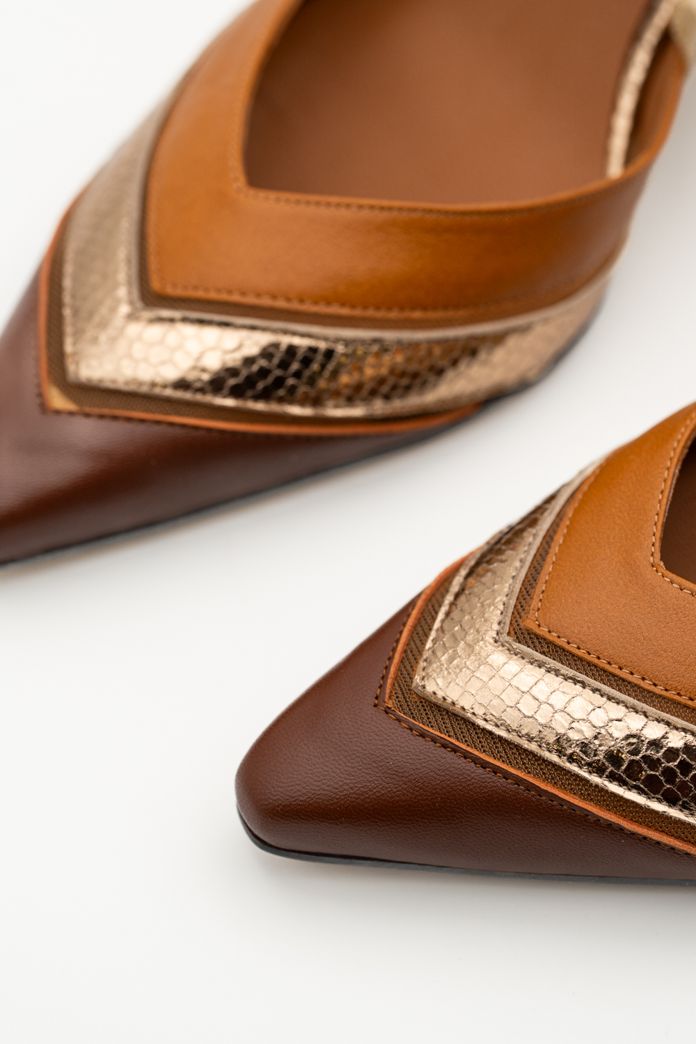 Slingback de tacón medio Elba marrón dorado - Imagen 5