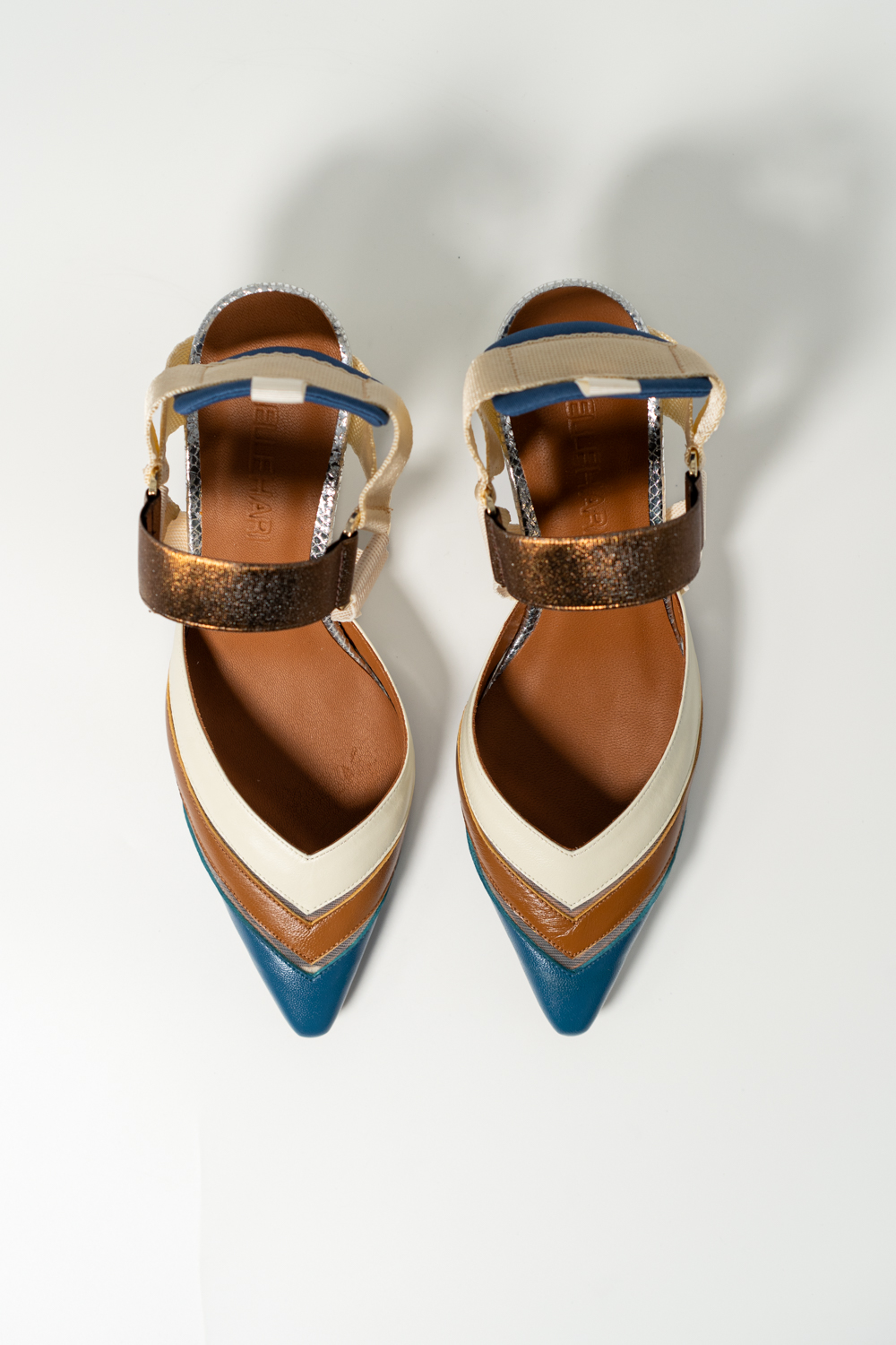 Slingback de tacón medio Elba azul marrón - Imagen 4