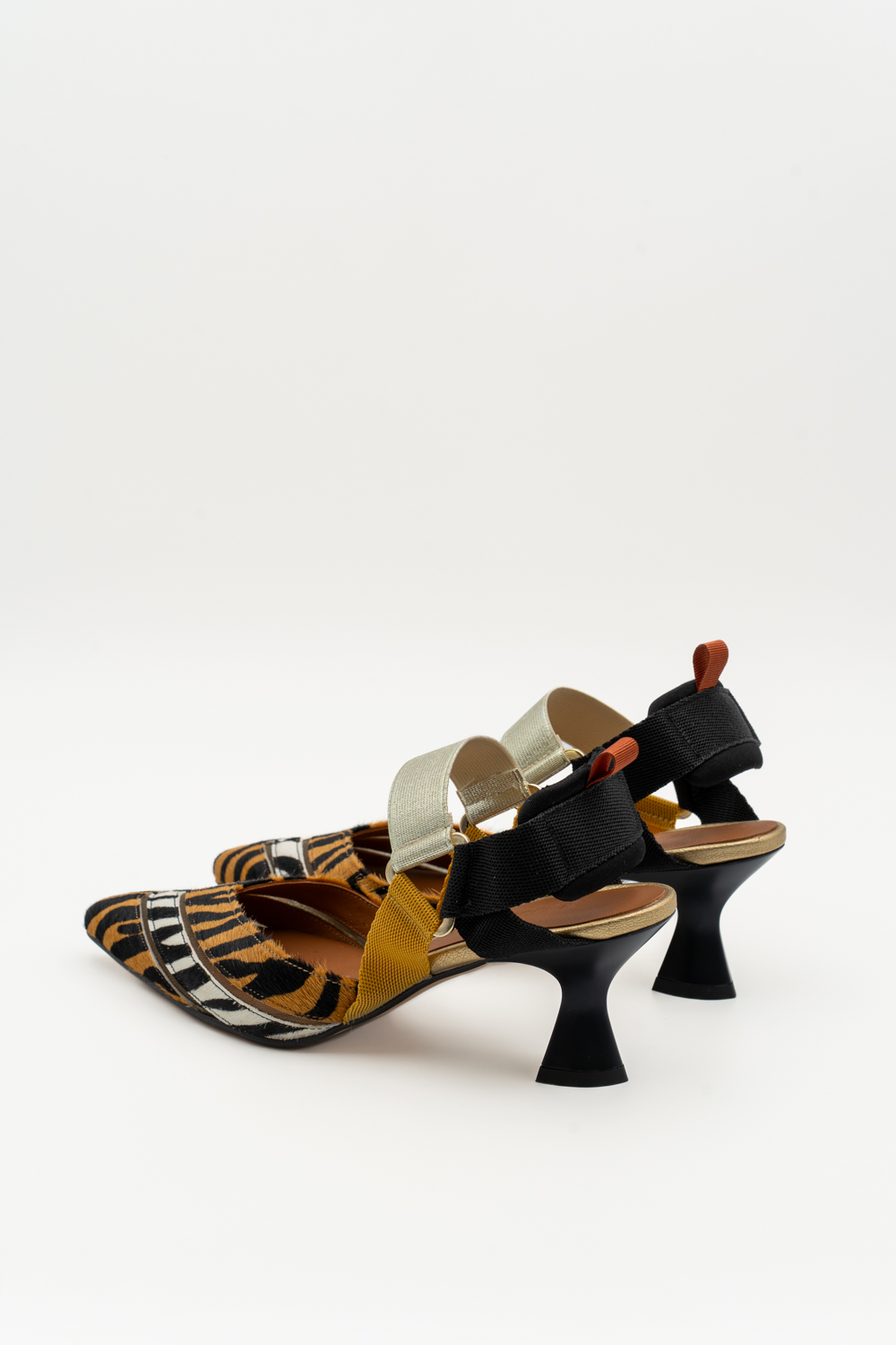 Slingback de tacón medio Elba equur naranja - Imagen 3