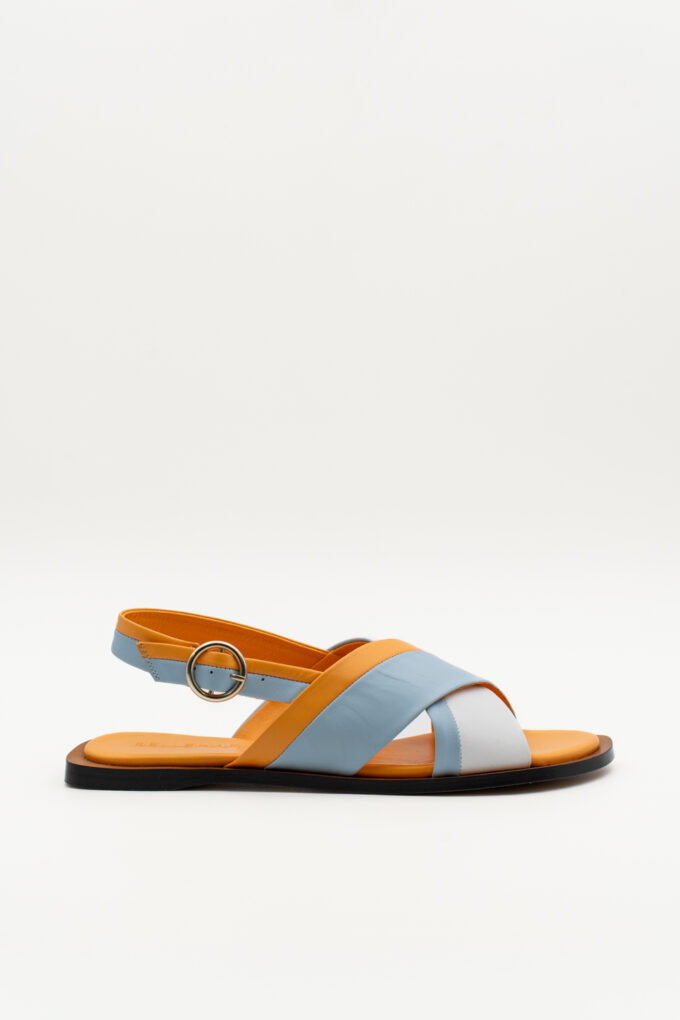 Sandalia Plana Aurore Blanco Azul Claro