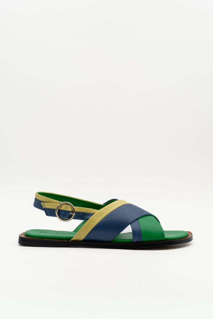 Sandalia Plana Aurore Verde Azul Marino
