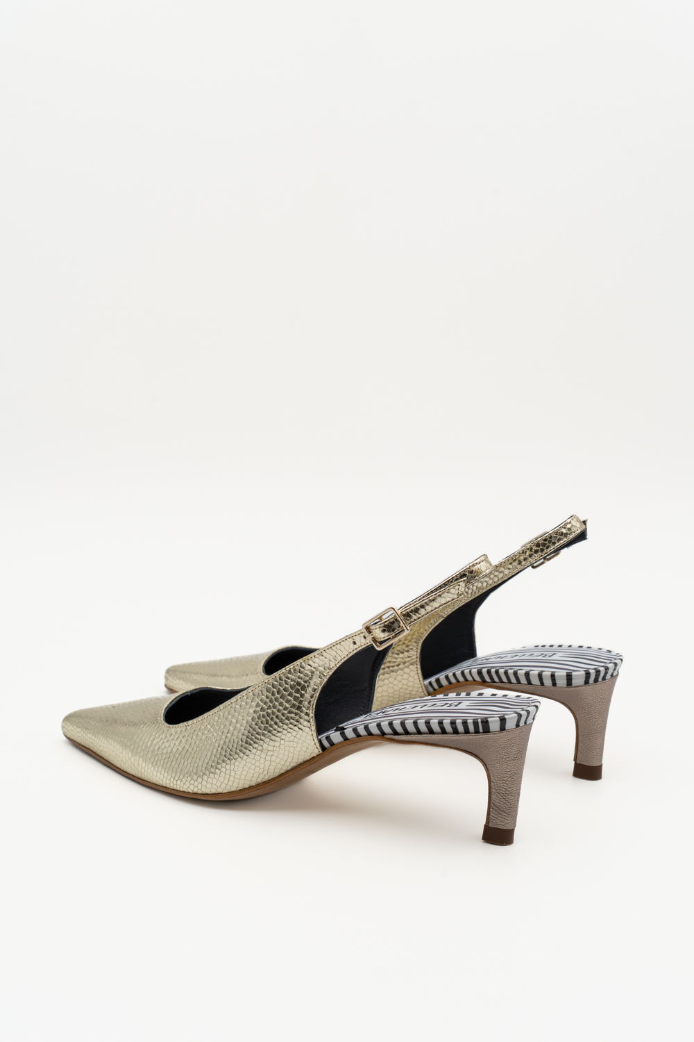 Salón Slingback Maelle Dorado Brillo elaphe - Imagen 3