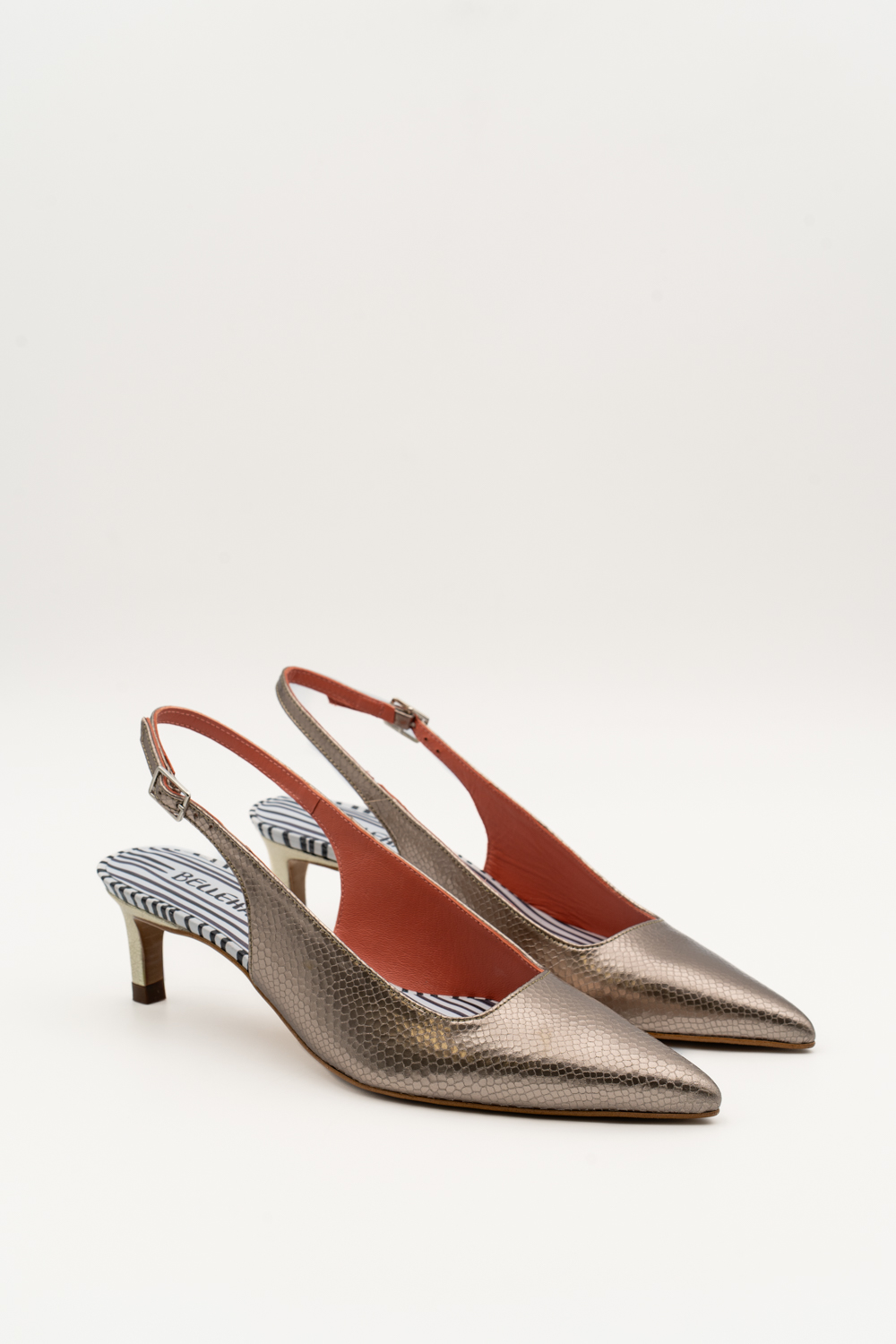 Salón Slingback Maelle Oro antiguo brillo elaphe - Imagen 2