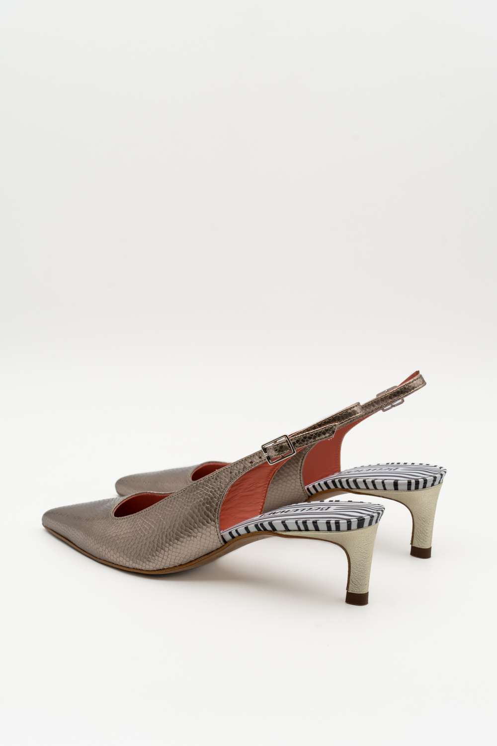 Salón Slingback Maelle Oro antiguo brillo elaphe - Imagen 3