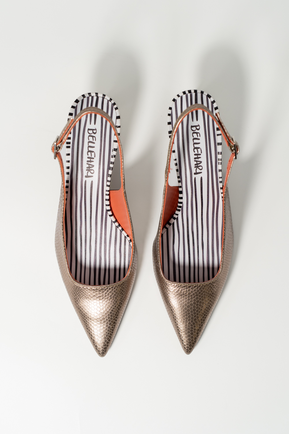 Salón Slingback Maelle Oro antiguo brillo elaphe - Imagen 4