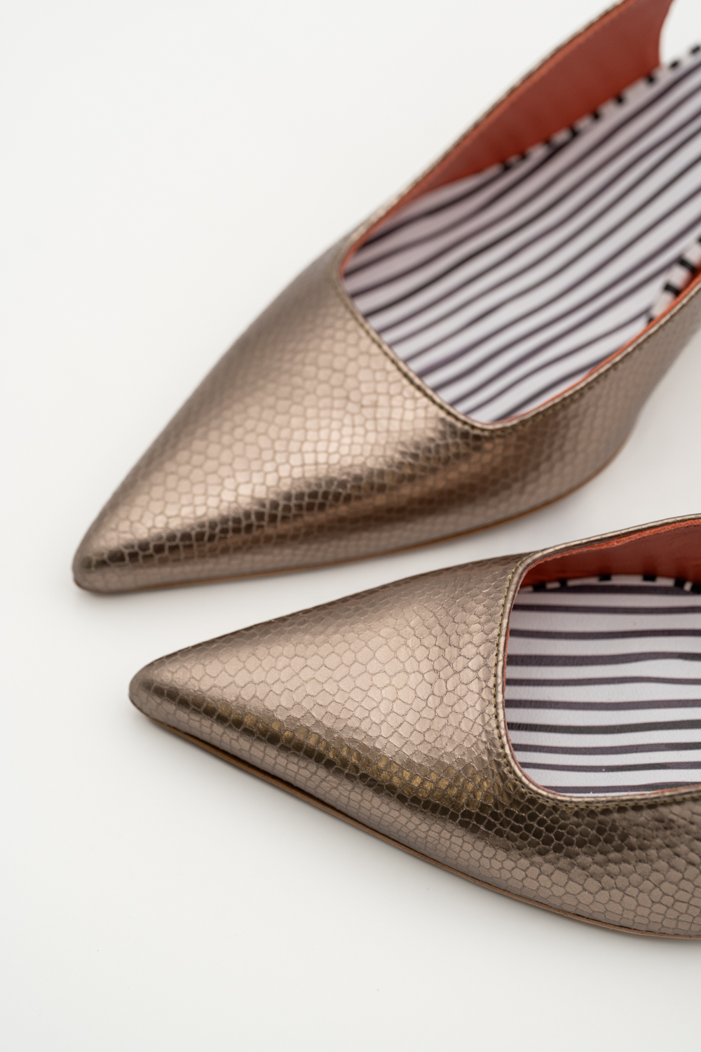 Salón Slingback Maelle Oro antiguo brillo elaphe - Imagen 5