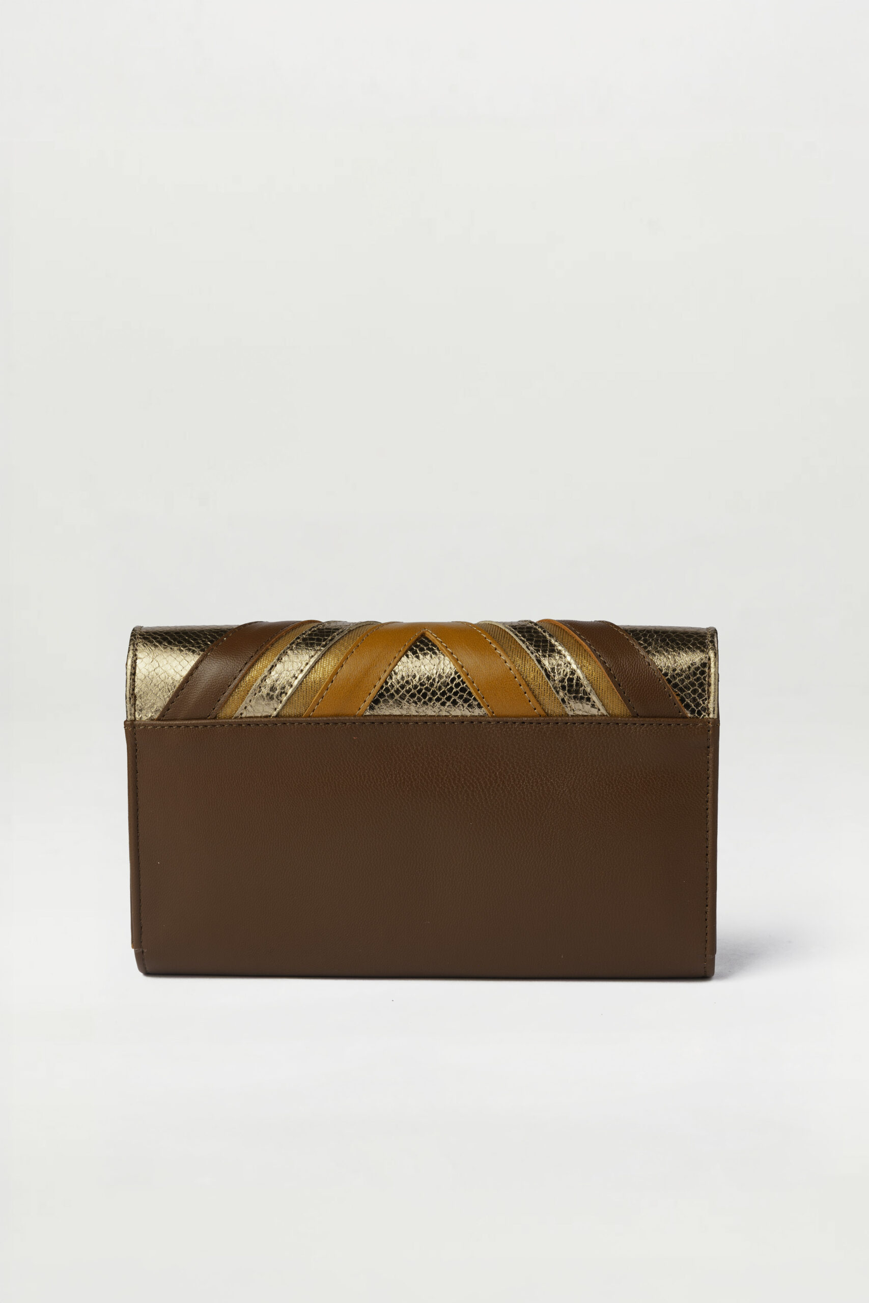 Bolso Tresse oro Antiguo Brillo elaphe marron - Imagen 2
